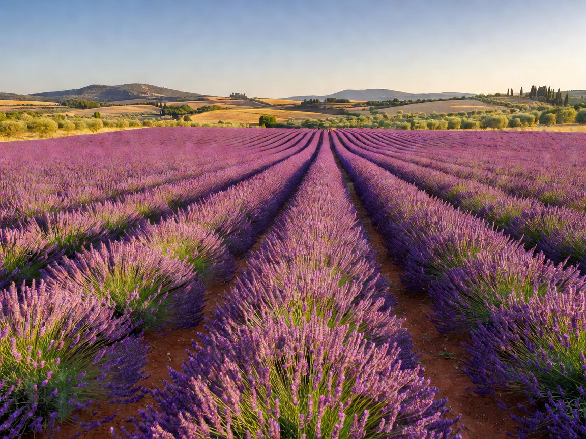 Vibrant purple lavender field in Valensole Provence France